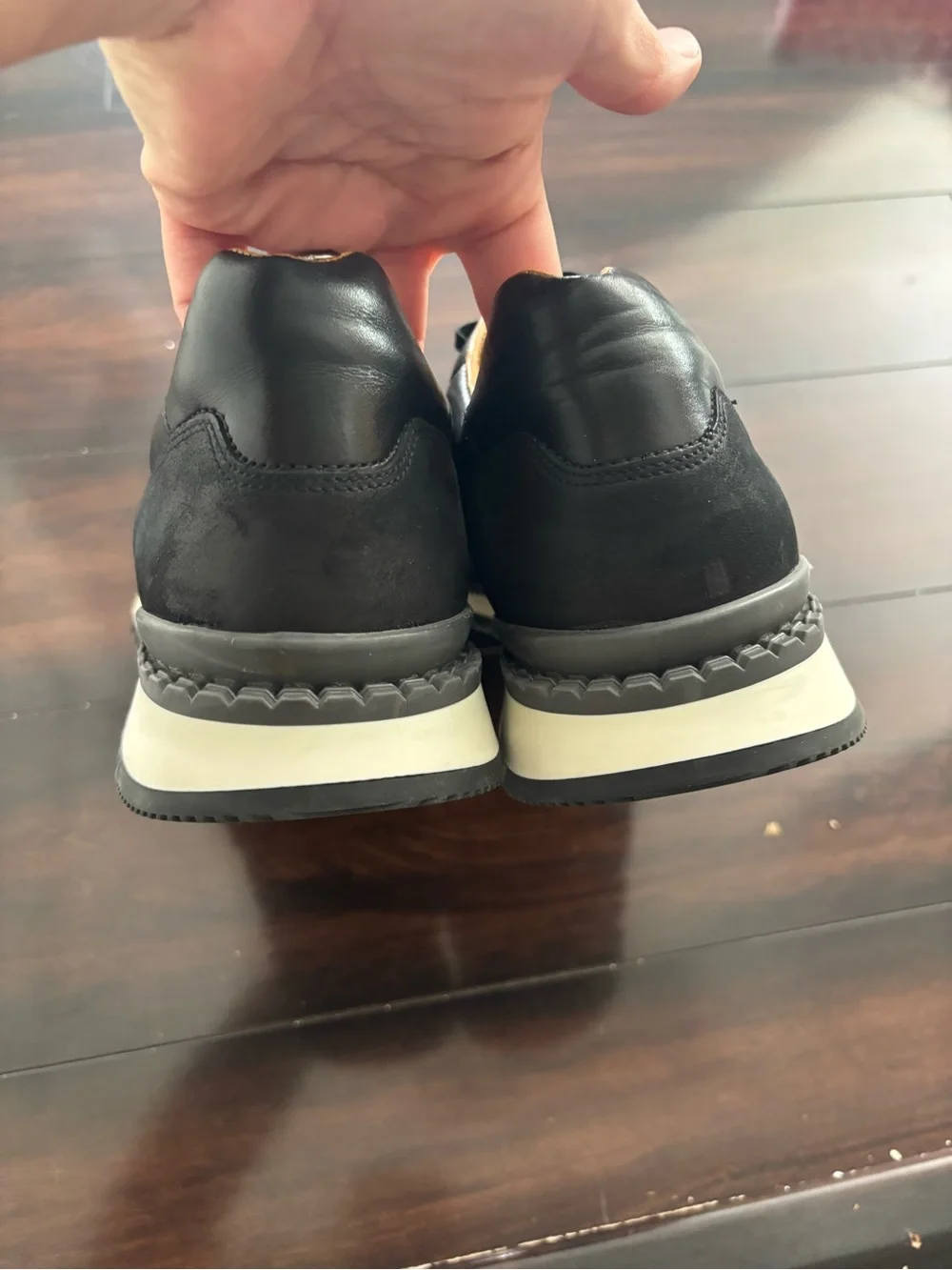 Men's Black Leather Wingtip Derby Sneakers
